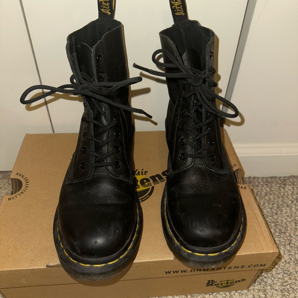 Dr. Martens Black Boots with Yellow Stitching